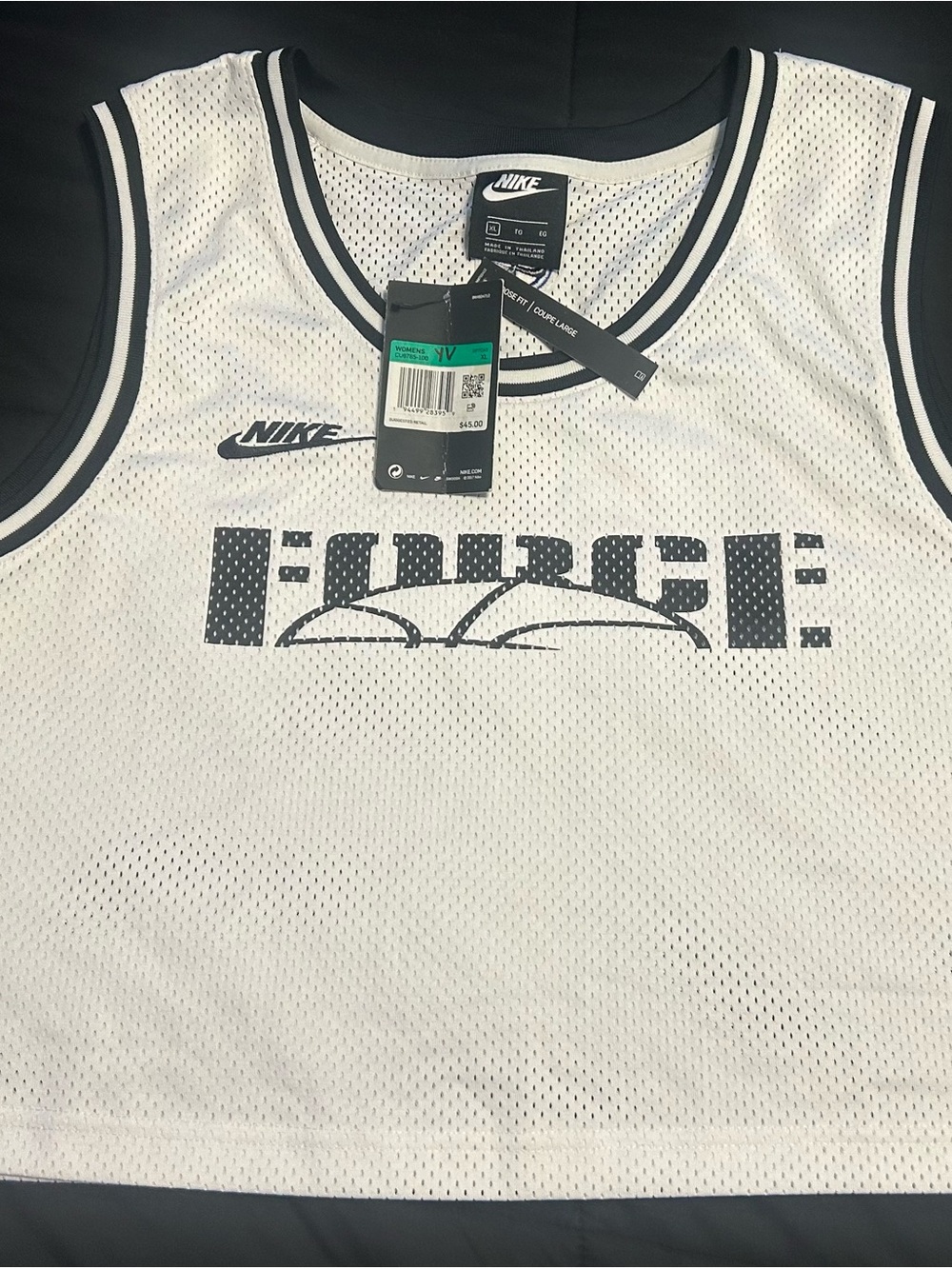 Nike White and Black Mesh Basketball Jersey Crop-Top. Brand New.